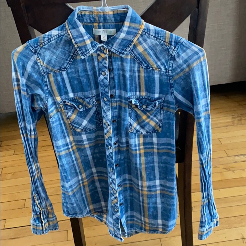 Blue plaid button down